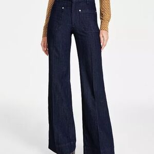 NWT Size 6 Michael Kors Denim Wide Flare Leg Blue Jeans